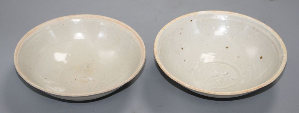 Two Chinese Ding type bowls, Yuan-Ming dynasty, 14.5 and 15cm